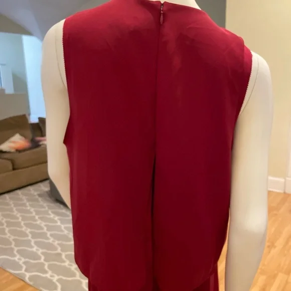 Reiss Viola Sheer Layered Midi Dress, Berry Size 10 US NWT